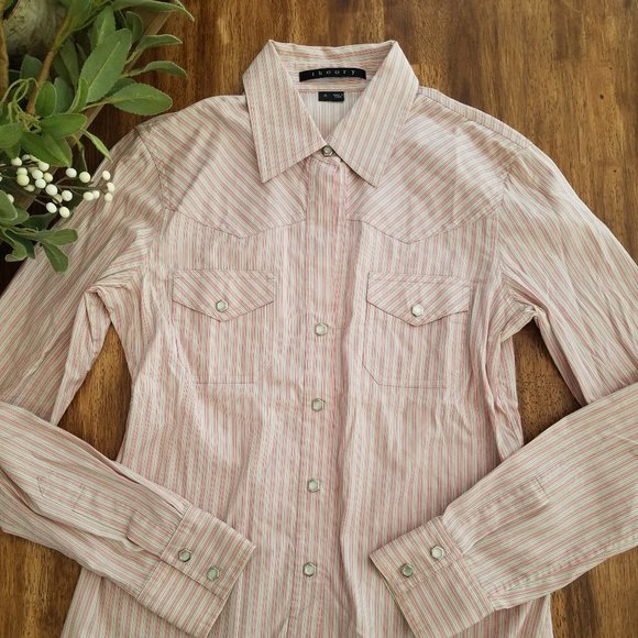 THEORY pink striped button down shirt s WESTERN - Picture 1 of 6